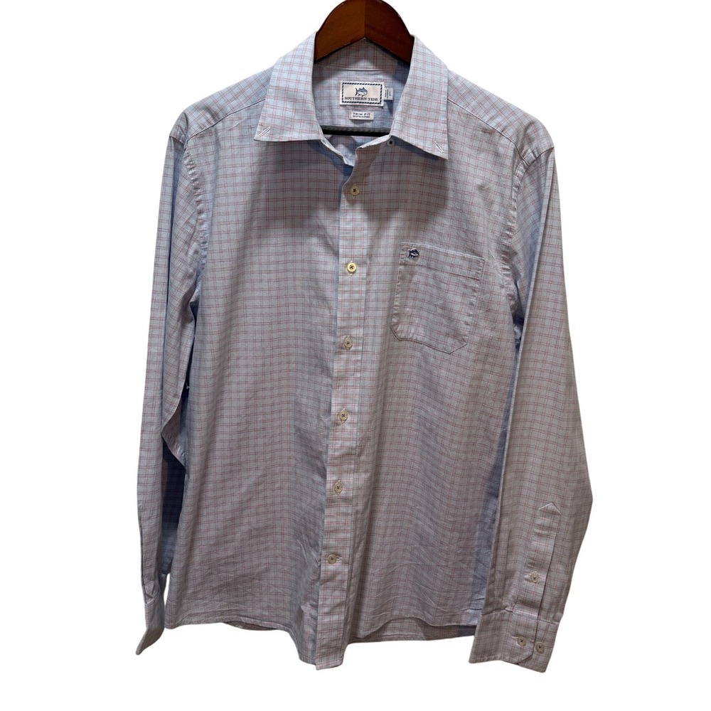 Southern Tide Mens Trim Fit‎ Blue Plaid Long Sleeve Button Down Shirt L